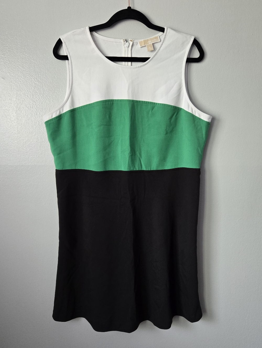 Michael Kors Colorblock Sleeveless Dress Green White Black Professional Size 16